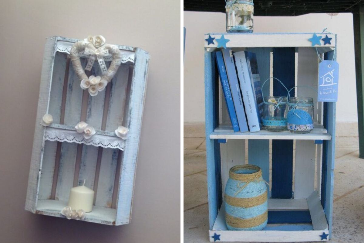 Cassette di legno shabby chic