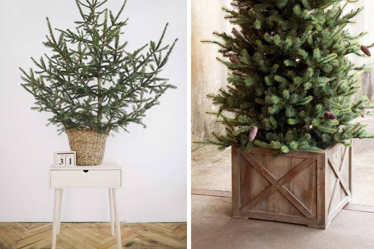 Riciclo creativo per decorare la base dell'albero di Natale