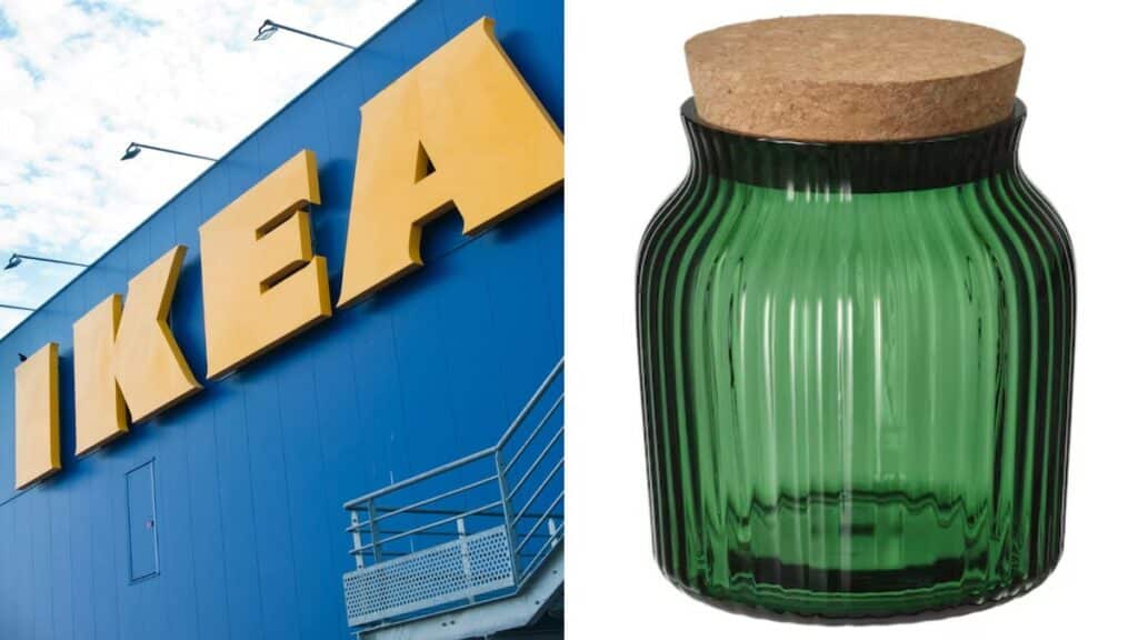 VINTERFINT Ikea contenitore verde in vetro