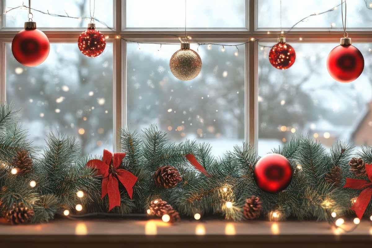 decorazioni natalizie con le palline di natale sospese