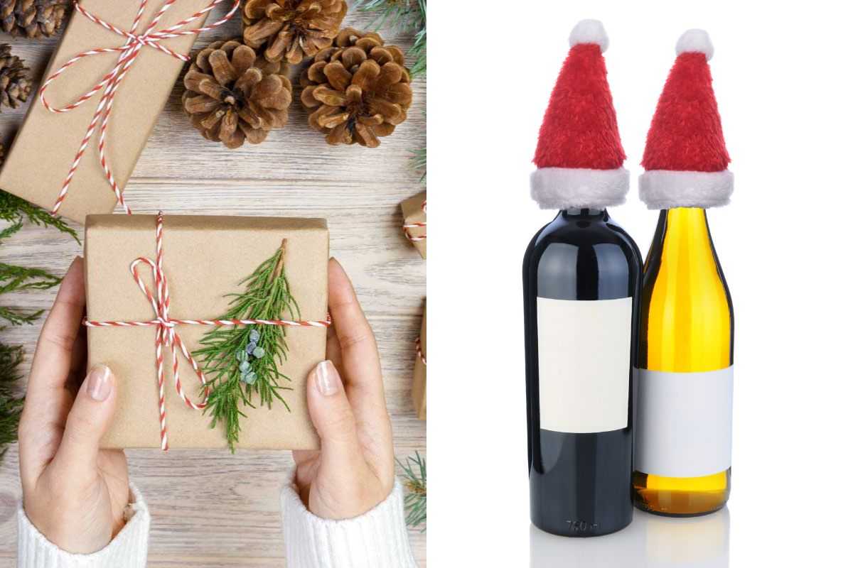 confeziona pacchi e bottiglie per Natale