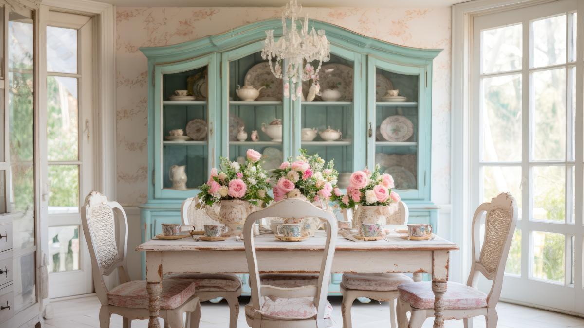 Angolo pranzo da sogno con i mobili shabby chic